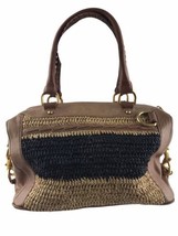Rebecca Minkoff Morning After Brown Leather Black Tan Straw Satchel Shou... - £33.34 GBP