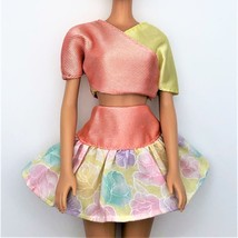 Mattel 1990 Barbie Fashion Finds Peach &amp; Yellow Floral Dress - £6.26 GBP