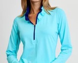 NWT G LIFESTYLE AQUA NAVY PORTRAIT COLLAR Long Sleeve Golf Shirt M L XL - $64.99