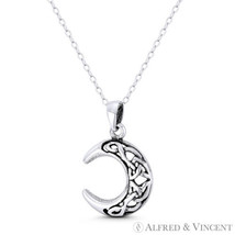 Crescent Moon Trinity-Knot / Triquetra .925 Sterling Silver Irish Celtic Pendant - £11.38 GBP+