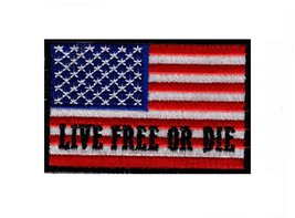 Live Free Or Die USA Flag Black Border 3.0 X 2.0 Iron on Patch by Miltacusa - £5.58 GBP