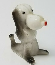 Figurine Dog Red Nose Gray White Resin Large Sitting Vintage  - £11.17 GBP