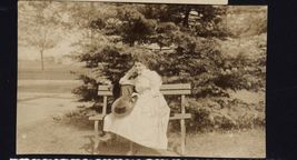 from ALBUM * SNAPSHOT in the park? LADY holding her Hat sitting on bench - $7.95