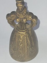 Brass Metal Lady In Dress Bell Ringing Bell , 3&quot; - £14.21 GBP