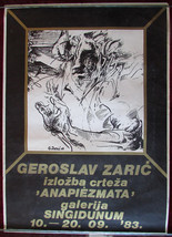 1983 Original Yugoslav Exhibition Poster Geroslav Zaric Drawings Art Yugoslavia - £91.57 GBP