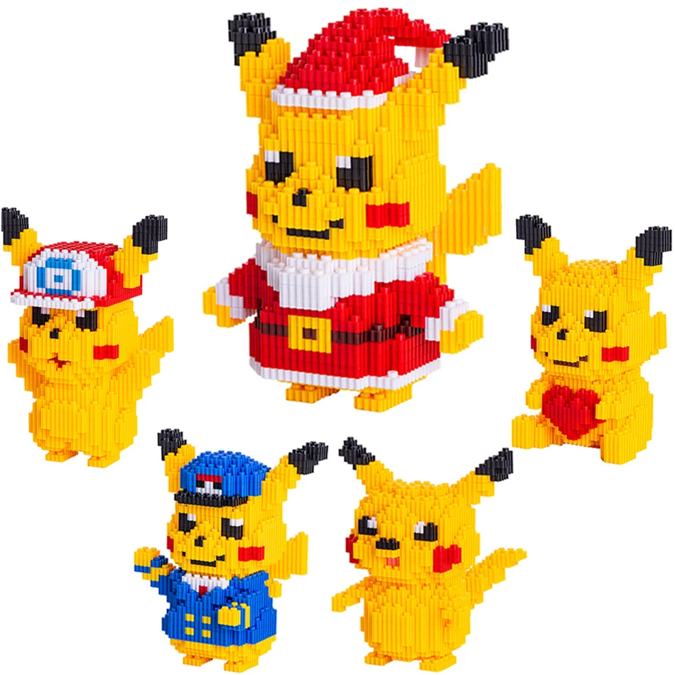 18cm Pokemon Pikachu building block Christmas Toys Micro Anime Games Model Mini - £11.46 GBP