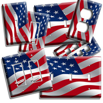 Usa American Waving Flag Light Switch Outlet Cover Wall Plate Us Room Home Decor - £13.16 GBP+
