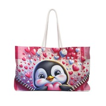 Personalised/Non-Personalised Weekender Bag, Cute Penguin, Zipper, Valentines Da - £38.55 GBP