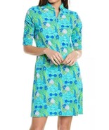 NWT Ladies IBKUL NADIA JADE LIME Ruched Elbow Sleeve Mock Golf Dress M &amp; L - $1,335.02 MXN
