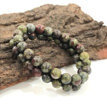 Dragon Bloodstone Gemstone 8 mm beads 7.5&quot; Inches Stretch Bracelet 2SB-12 - £9.33 GBP
