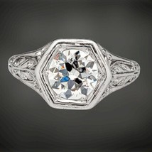 2.4 Ct Simulated Diamond Vintage Engagement Ring 14K White Gold Plated S... - $96.29