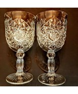 Libbey Hobstar Water GOBLET LOT of 2 Pressed Pattern Wine Glass 10 oz ST... - £12.64 GBP