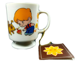 Vintage Gibson Greeting Cards Classique Happiness Cup Coffee Tea Mug Little Boy  - $9.89