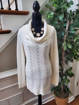 White Women&#39;s 100% Acrylic Cowl Neck Long Sleeve Pullover Knit Sweater S... - $25.00
