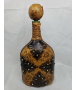 Vtg Leather Covered Liquor Decanter Bottle Gothic Studded Stopper Glass ... - £34.77 GBP