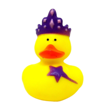 Princess Rubber Duck 2&quot; Purple Crown Stones Girl Queen Duckie Squirter Toy - £6.82 GBP