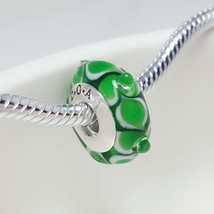 925 Sterling Silver Green Glass Lampwork Charms Bead Necklace Pendant Fits DIY P - £10.95 GBP