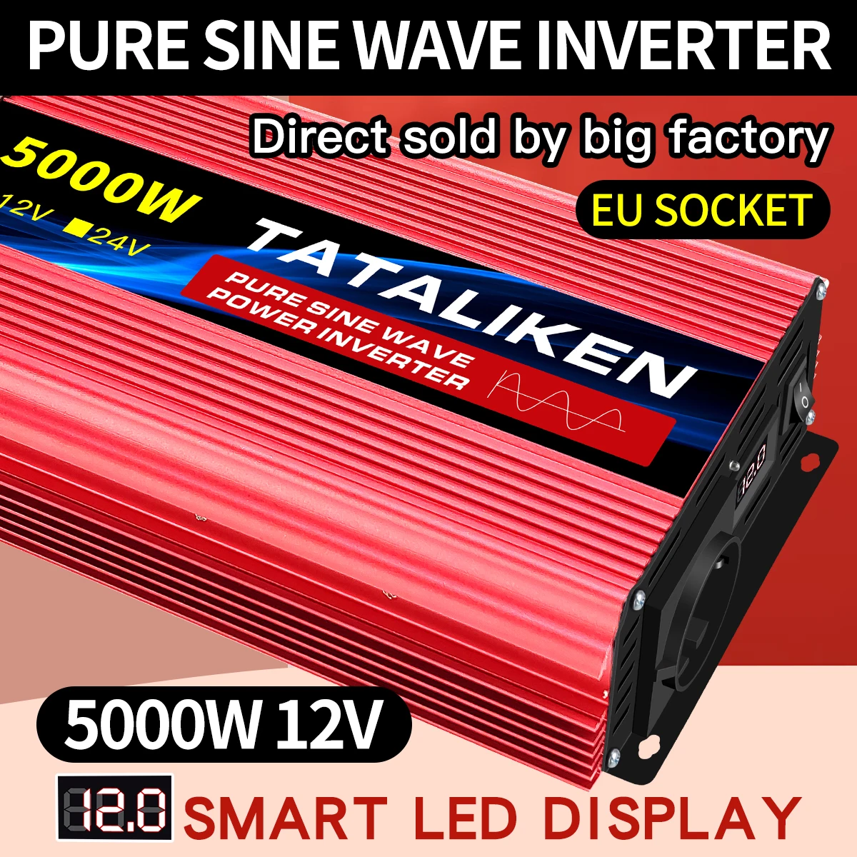 EU Socket Converter  Car Power Inverter Pure  Sine Wave DC 12V to AC 220V - $89.10+