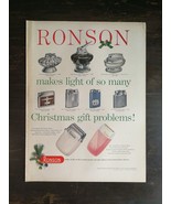 Vintage 1956 Ronson Lighters Christmas Full Page Ad 823 - £5.44 GBP