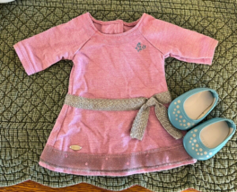 American Girl Truly Me Lilac Dress &amp; Teal Flats Shoes Meet Outfit VGC - $17.77