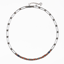 17&quot; Retro Southwestern Touch of Santa Fe sterling channel inlay necklace - $384.62