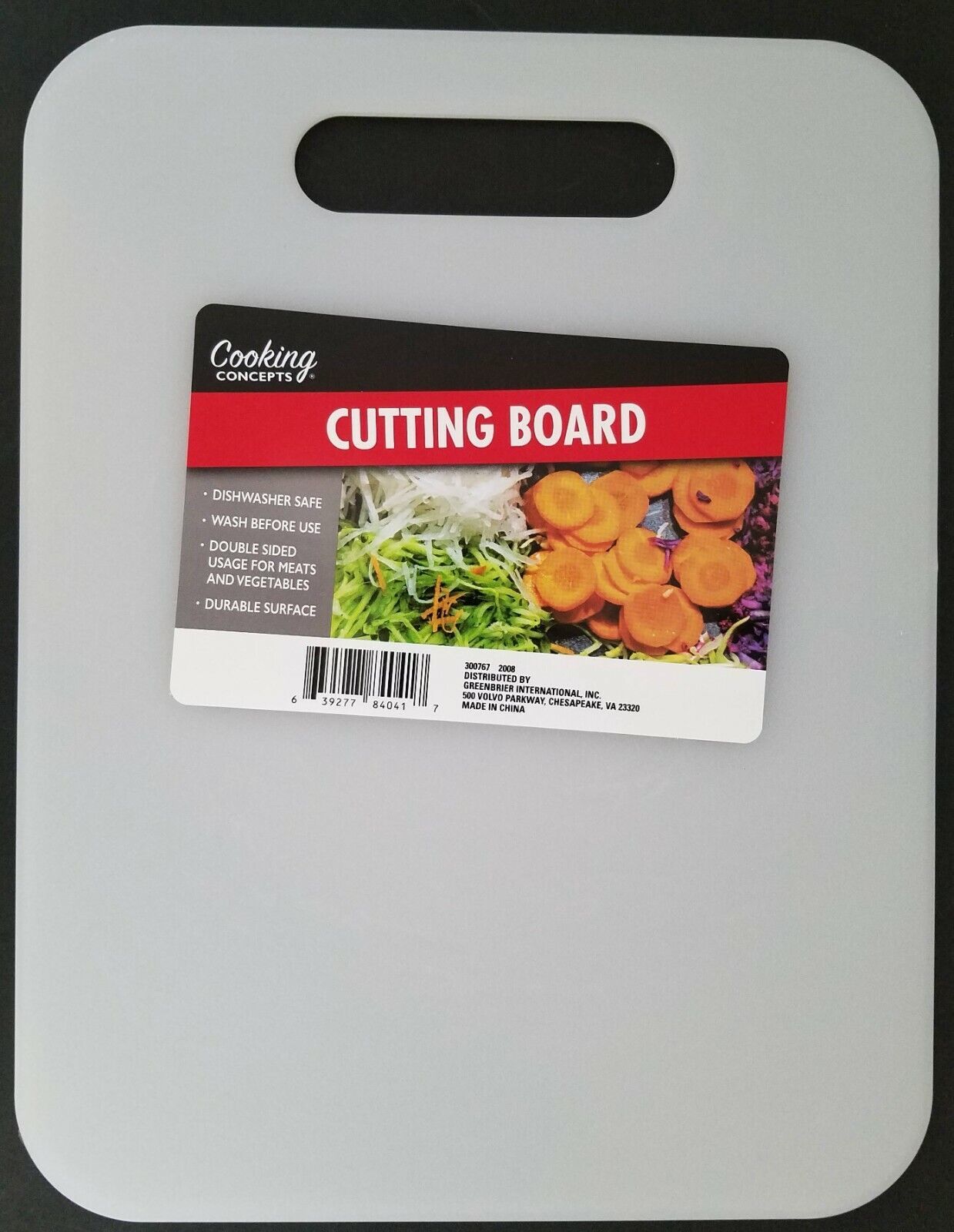 Kitchen Plastic Cutting Boards White 8.5&quot;x11&quot; w Handle Notch - $2.96