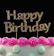 Gold Happy Birthday Cake Toppers Bling Birthday Cake Topper Caketop - $13.56