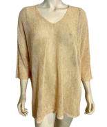 NWT Nic + Zoe Tan V Neck Short Sleeve Sweater Size 3X - €40,91 EUR