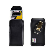 Holster Fits Galaxy S10 With Otterbox Symmetry Black Leather Pouch Belt Clip - £29.77 GBP