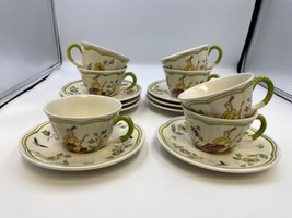 Longchamp MOUSTIERS Set of 7 Cup &amp; Saucer Sets Made in France + - £104.54 GBP