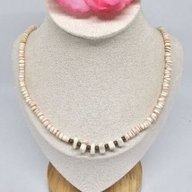 Hawaii Womens Surfer Jewelry Pink Peach Round Puka Shell Necklace 16.5&quot; Heishi  - £9.42 GBP