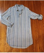 Velvet Heart Womens Small Blue Striped Denim Look Shabby Boho Shirtwaist... - $33.62