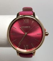 NEW Rousseau 9916 Women&#39;s Esther Collection Ultra Thin Pink Leather Gold Watch - £24.78 GBP