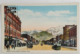 Ogden Utah Twenty Fifth St Healy Hotel Autos Trolley Mountains Postcard S15 - £5.55 GBP