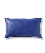 Blue Pillow Cushion Real Genuine Soft Lambskin Stylish Cover Leather Decor - $823.49 MXN