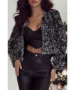 Sequin Open Front Long Sleeve Jacket - £39.19 GBP