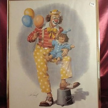 Clown with Baby and Balloons Print by Arthur Sarnoff signed and Framed - £13.55 GBP