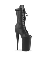 FINAL SALE Women&#39;s 10&quot; Heel Platform Lace-Up Black Mid Calf Side Zipper ... - $881.10 MXN