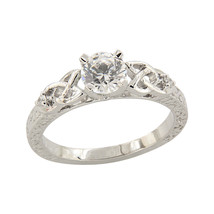 1.50CT CZ Solitaire Celtic Knot Filigree Engagement Ring in 925 Silver Size 8 - £38.71 GBP