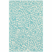 9 X 13 Blue and Ivory Floral Stain Resistant Indoor Outdoor Area Rug - €305,67 EUR