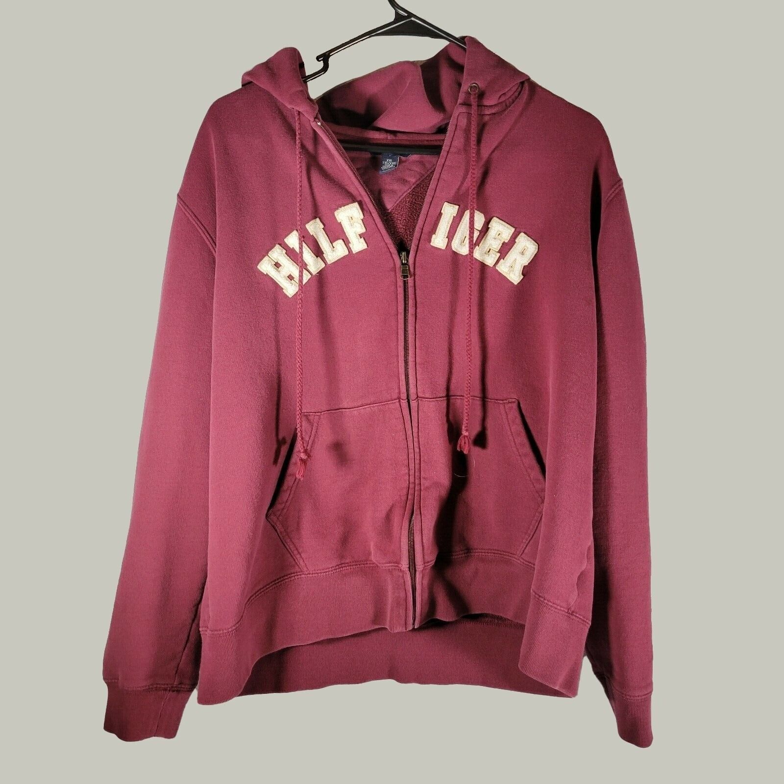 Tommy Hilfiger Teen Jacket Sweatshirt 2XL Youth Full Zip Maroon Hoodie - $16.97
