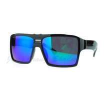 Hommes Épais Cadre Carré Lunettes de Soleil Multicolore Miroir Lentille - £7.76 GBP