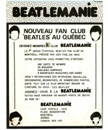 Vintage Quebec Beatles Fan Club Flyer - Beatlemanie - $31.63