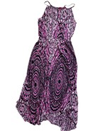 Saks Fifth Ave Halter Pink Asymmetrical Abstract Print Dress Sundress Ma... - $24.99