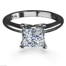 3.00 CTW Princess Cut Square Solitaire Wedding Ring Set in 14k Solid Black Gold  - £311.95 GBP