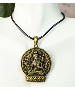 Ebros Buddhism White Arya Tara Healing Pendant Medallion Pewter Necklace... - $318.27 MXN