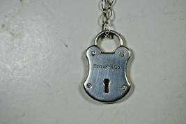 Tiffany &amp;Co DIAMOND Arc Lock Padlock Pendant Fancy Oval Link Necklace RARE - £464.41 GBP