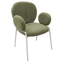 LeisureMod Modern Boucle Dining Chair  Upholstered Seat &amp; Back with Arm... - $87.93