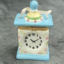 Vintage PHB Mantle Clock Hinged Trinket Box Colorful Porcelain  - £13.23 GBP