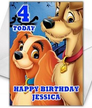 LADY AND THE TRAMP Personalised Birthday Card - Large A5 - Disney Lady and tramp - $4.10